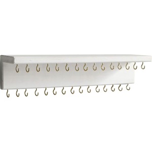 Porte-clés mural en bois à double couche, organisateur de rangement blanc pour clés, vêtements et sacs - Product Image 5