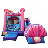 Château gonflable commercial à thème sirène avec toboggan pour enfants, idéal pour l'extérieur