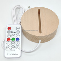 Base de décoration pour petite veilleuse LED, support de lampe lumineuse en bois de hêtre DIY, décoration artisanale en bois lumineux acrylique