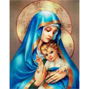 Kit de pintura de diamantes de plástico con marco, diseño de paisaje religioso de María, con taladro completo, para decoración de pared del hogar - Product Image 1