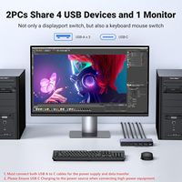 UGREEN 8K pour commutateur KVM 2 en 1 DP1.4 10 ports USB 3.0 Prise en charge 60Hz 4K 240Hz Partage 1 moniteur clavier souris en stock