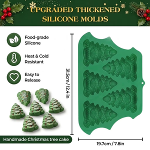can customize 5 cavity Christmas tree shape cake mold LFGB platinum grade BPA free food grade <b>silicone</b> cake <b>baking</b> mold - Product Image 2