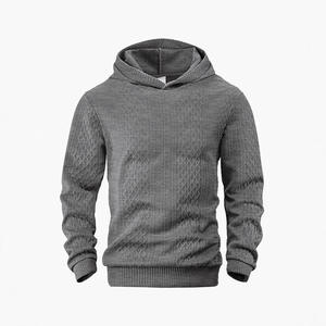 Sweat-shirt à capuche pour homme, manches longues, couleur unie, en tissu jacquard épais, sans doublure, pour les loisirs, modèle transfrontalier - Product Image 3