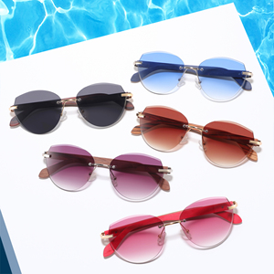 CONCHEN Wholesale China Manufacturer Fashion Rimless Sun <strong>Glasses</strong> Custom Engrave Logo <strong>Large</strong> Wooden Handmade Sunglasses with Box - Product Image 2