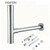 Siphon en laiton G1-1/4" pour lavabo de salle de bain, type P, hauteur réglable