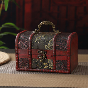 Retro Wooden <b>Storage</b> Box With Handle Flip Lid Decorative Jewelry Treasure <b>Chest</b> For Cosmetics Sundries Headphone Cables - Product Image 3