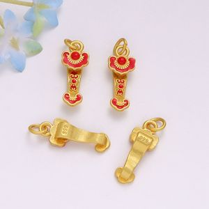 Pendentif Ruyi traditionnel plaqué or émaillé, accessoires de bijoux DIY, vente en gros, forme de lotus, marqué 999 - Product Image 4