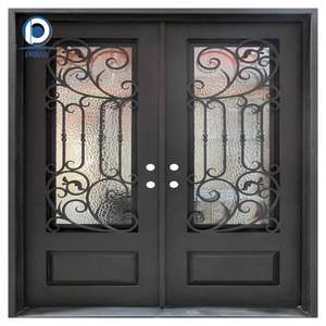 Puerta Personalizada Prima para Villa o Apartamento, Puertas de Hierro Forjado, Puerta de Entrada de Vidrio, Puerta de Entrada Doble de Hierro Forjado para Exteriores - Product Image 5