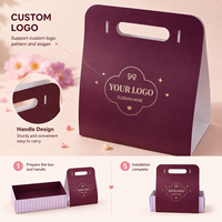 Boîte cadeau en papier personnalisée avec poignée détachable pour biscuits, macarons, bonbons, pâtisseries, desserts, emballage personnalisé avec logo