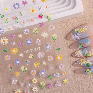 Nuevo Adhesivo para Uñas 5D con Relieve de Flores Pintadas, Exquisita Pintura al Óleo de Flores Silvestres, Calcomanía Artística para Manicura, Decoración de Joyería - Product Image 6