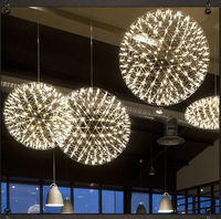Moderne Brève Loft Boule D'étincelle Led Pendentif Lumière En Acier Inoxydable Feu D'artifice Pissenlit Lustres Éclairage Bar Chambre Salon