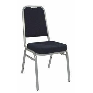 Sedia impilabile argento, tessuto nero, schienale quadrato - Product Image 1