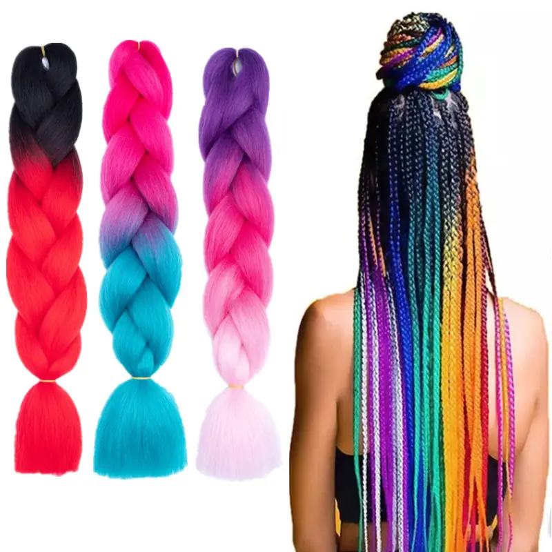 › 24 polegadas água quente configuração jumbo yaki cabelo trançado torcido ombré jumbo trança cabelo sintético