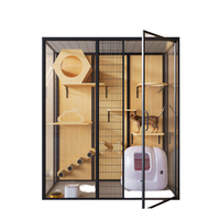 Maison pour chat de luxe super grande, multi-étages, toutes saisons, type villa, universelle pour animaux de compagnie d'intérieur, avec espace libre et motif uni