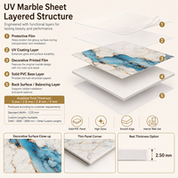 Panneau mural décoratif en PVC brillant MORLENX, imitation marbre UV, agate bleu turquoise et or blanc, pour décoration intérieure de luxe