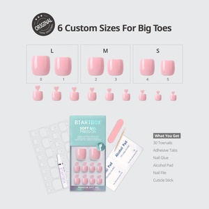 เล็บปลอม BTArtbox แบบสั้นทรงเหลี่ยม สีพาสเทลชมพู 30 ชิ้น พร้อมกาวติดเล็บมือและเล็บเท้า ขายส่ง - Product Image 2