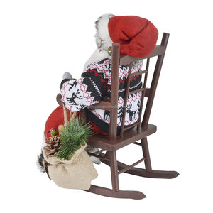 Statuetta Antica di Babbo Natale Seduto su Sedia a Dondolo, 40cm, Rossa, Decorazione Natalizia Festiva, Articolo da Esposizione, Forniture Natalizie di Fabbrica - Product Image 5