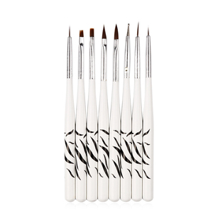 Juego de 8 pinceles para uñas multifuncionales personalizables, con mango de plástico y fibras artificiales, para dibujo a color y punta de tallado - Product Image 1