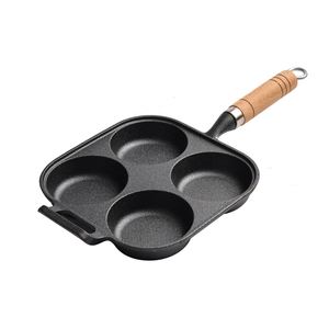 Sartén de Hierro Fundido con Logotipo Personalizado, Sartén para Huevos Fritos, Molde para Hamburguesas de Huevo, Sartén Antiadherente de Fondo Plano con Cuatro Orificios para el Hogar - Product Image 2