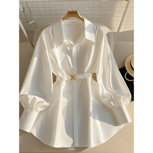 Nuevo <span class=keywords><strong>Estilo</strong></span> Francés Otoñal, Elegante, Corte Regular, Ligero y Lujoso, de Alta Gama, Rejuvenecedor, Blanco, Mangas Largas, Estampado <span class=keywords><strong>con</strong></span> Patrón de Flores - Product Image 3