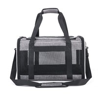 Sac de transport pliable pour animaux de compagnie, approuvé par les compagnies aériennes, respirant, en maille, à parois souples, en polyester, rectangulaire, pour chats et chiens