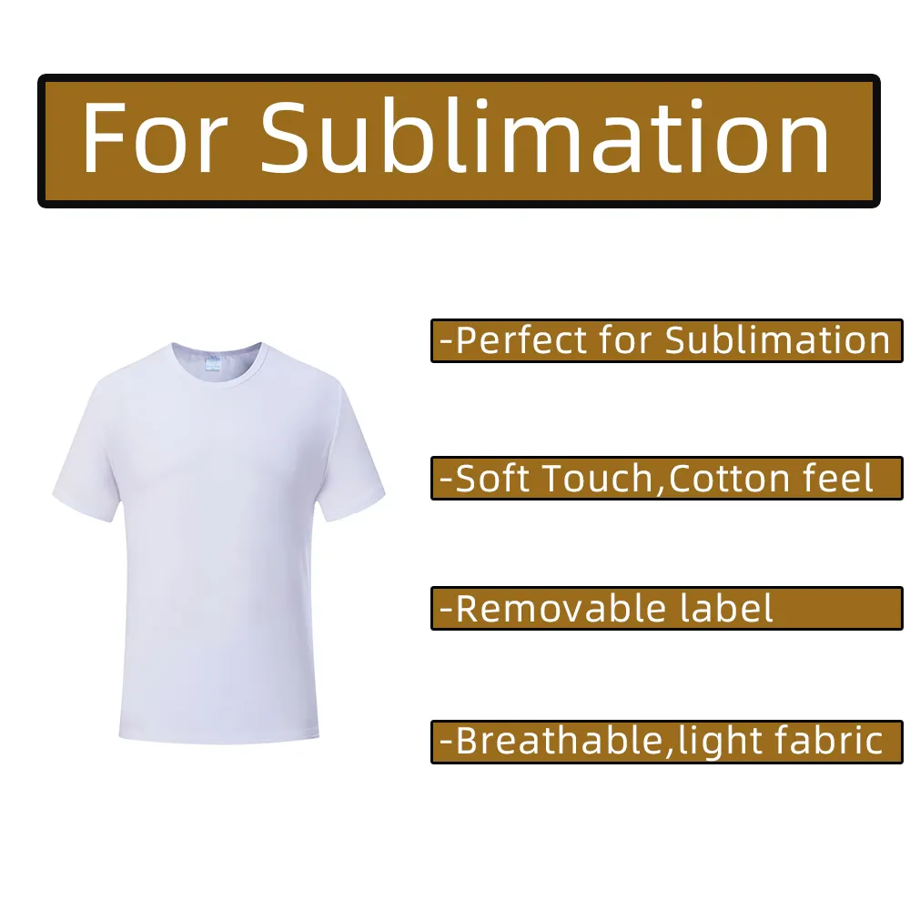 sublimation white t shirts men with logo 100 polyester feels cotton blanks tshirts for sublimation custom t shirts printing