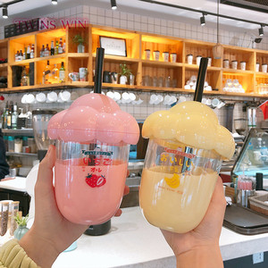 เห็ดหัวสร้างสรรค์ Spoof หากินนมถ้วยชาสาวสีชมพูน่ารักเช่น Tritan ขวดน้ำ CUP1539