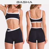 Ensembles de yoga personnalisés OEM pour femmes : Soutien-gorge de sport croisé taille haute et shorts – Tenues d'entraînement pour femmes – Vêtements de sport