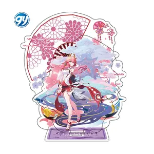 90 tarzı popüler oyun genshimpact darbe akrilik standı çift katmanlı Anime Nilou Xiao Ganyu modeli şekil plaka masa dekoru ayakta