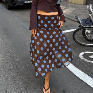 Wholesale Y2K Women Sheer Mesh Polka Dot <b>Skirt</b> Irregular <b>Patchwork</b> Sexy Beach Vacation Streetwear <b>Skirts</b> - Product Image 3