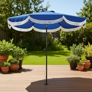 Ombrellone da Giardino 9 Piedi con Inclinazione Manuale, Palo in Acciaio, Poliestere, Stile Costiero, Protezione Solare, Arredamento da Esterno - Product Image 3