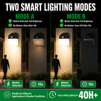 Lampe murale solaire LED 220lm 40H+ longue durée avec 2 modes intelligents, capteur de mouvement PIR, IP65 pour la décoration de jardin, clôture, cour