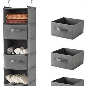 Organiseur de placard suspendu MAX Houser à 6 niveaux <span class=keywords><strong>avec</strong></span> 2 crochets robustes, pliable (gris-D3) - Product Image 2