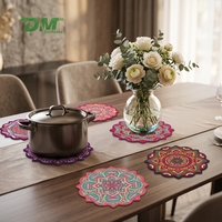 Sous-plat en céramique résistant à la chaleur, imprimé style bohème espagnol, motif mandala italien, personnalisable par sublimation