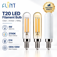 Fournisseur d'éclairage décoratif OEM ODM, ampoule à filament LED T20 4W E14, ampoule tubulaire 400lm, verre clair ambré givré, certifié CE UKCA