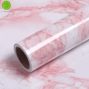 Papier peint moderne imperméable 3D en marbre rose Revêtement mural en vinyle auto-adhésif <span class=keywords><strong>Film</strong></span> décoratif fourni en usine pour décoration de cuisine - Product Image 1
