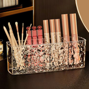 Transparent Gray And <b>White</b> Storage Box With Compartments For Makeup <b>Pens</b> Eyebrow Pencils Stationery Desktop Organizer - Product Image 2