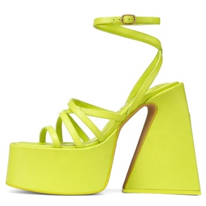 Sandalias de Plataforma Alta de Verano para Mujer, con Tiras Cruzadas, Tacones Gruesos, Diseño de Serpiente Neón, Tallas Grandes - Product Image 2