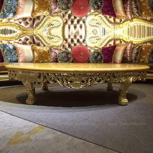 Barok Furnitur Ruang Tamu, <span class=keywords><strong>Sofa</strong></span> Kulit Ukir Kayu Solid - Product Image 3