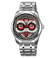 SKMEI 9386 étanche luxe Oem personnalisé or chinois Lion danse cadran sculpté montre à Quartz pour hommes