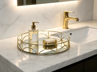 Plateau de vanité rond en fer forgé couleur personnalisée, plateau décoratif en métal pour bijoux, plateau de rangement de luxe pour cosmétiques et maquillage pour salle de bain