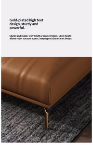 Moderno Juego de Sofá de Cuero Marrón de <span class=keywords><strong>3</strong></span> <span class=keywords><strong>Plazas</strong></span>, Sillón Otomano, Muebles de Sala de Estar de Lujo, Asientos Espaciosos - Product Image 4