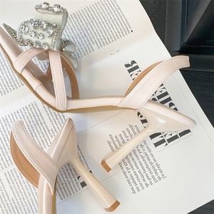 Sandales de soirée à bout ouvert tendance été XSD, talons hauts à nœud en cristal, antidérapantes, couleurs mélangées, vente chaude - Product Image 5