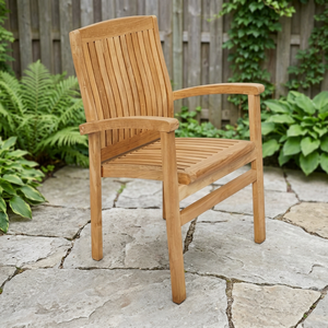 Chaise de salle à manger d'extérieur empilable en bois massif de haute qualité, moderne, pour jardin, parc et cour - Product Image 3