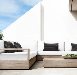 Sassanid Outdoor Diseño más popular Patio Jardín Hotel <span class=keywords><strong>de</strong></span> <span class=keywords><strong>lujo</strong></span> Muebles <span class=keywords><strong>de</strong></span> exterior <span class=keywords><strong>Marbella</strong></span> Weathered Teak L-Set seccional - Product Image 4