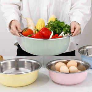 Bac à légumes en acier inoxydable extra large, rond, robuste, bol de cuisine pour aliments, passe au lave-vaisselle - Product Image 1