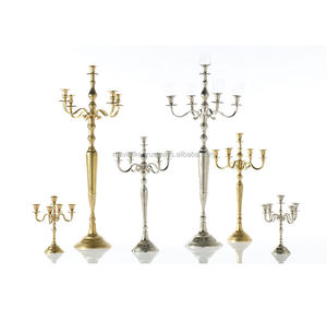 Candelabros de 5 brazos de aluminio de moda para boda y decoración del hogar centro de mesa suministros para eventos y fiestas con acabado dorado - Product Image 5