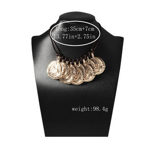 Trendy Light Luxury Retro plisado aleación redonda moneda multicapa cuero cuerda collar Casual diario mujeres - Product Image 2