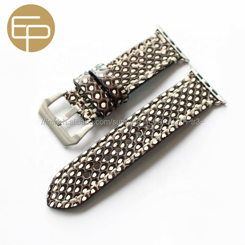 de haute qualité couleur différente serpent python grain véritable montre en cuir de veau pour iWatch 38 40 42 44mm