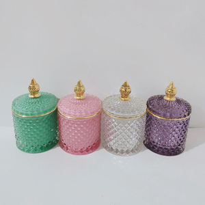 De Color de Otoño de lujo geométrica de Boticario de frasco de vidrio vela con tapa - Product Image 5